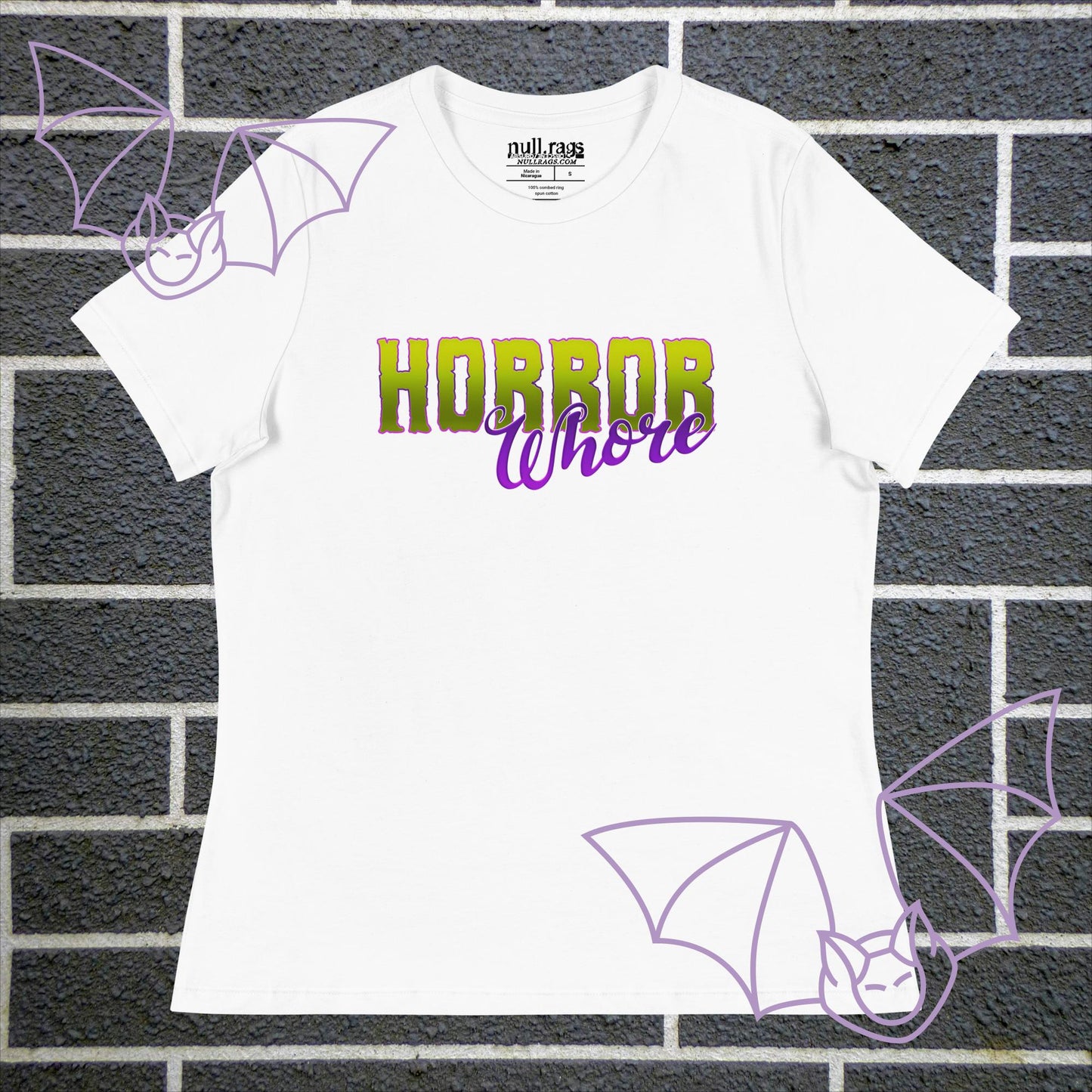 Embrace the Darkness: 'Horror Whore'  Femme Fit Tee - Embody Spooky Chic